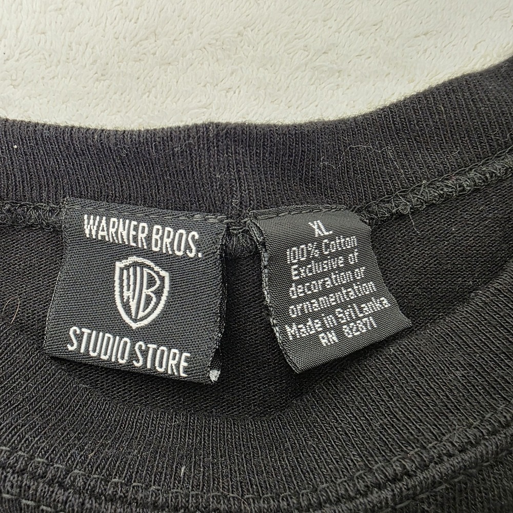 VTG 90s Looney Tunes Sports Hockey Embroidered Black Pocket Shirt Warner Bros XL - Picture 12 of 12